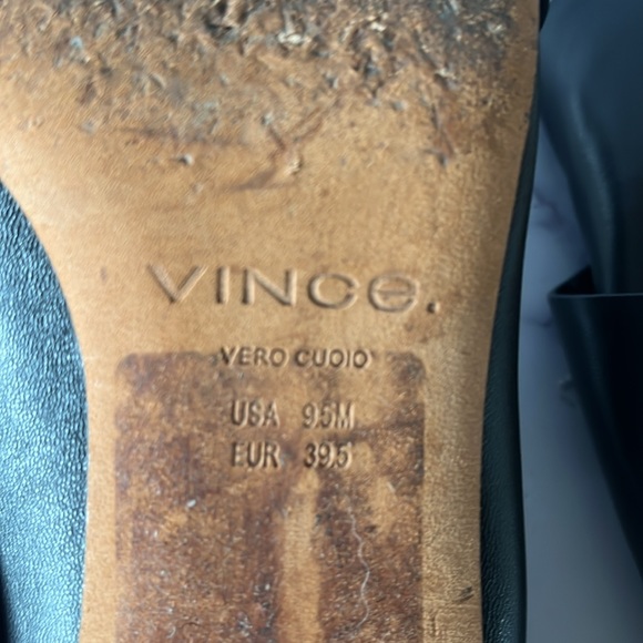 Pair Preowned Vince Vero Cuoio Black Leather Women’s Sz 9 1/2 Slip-on Mules - Picture 7 of 8